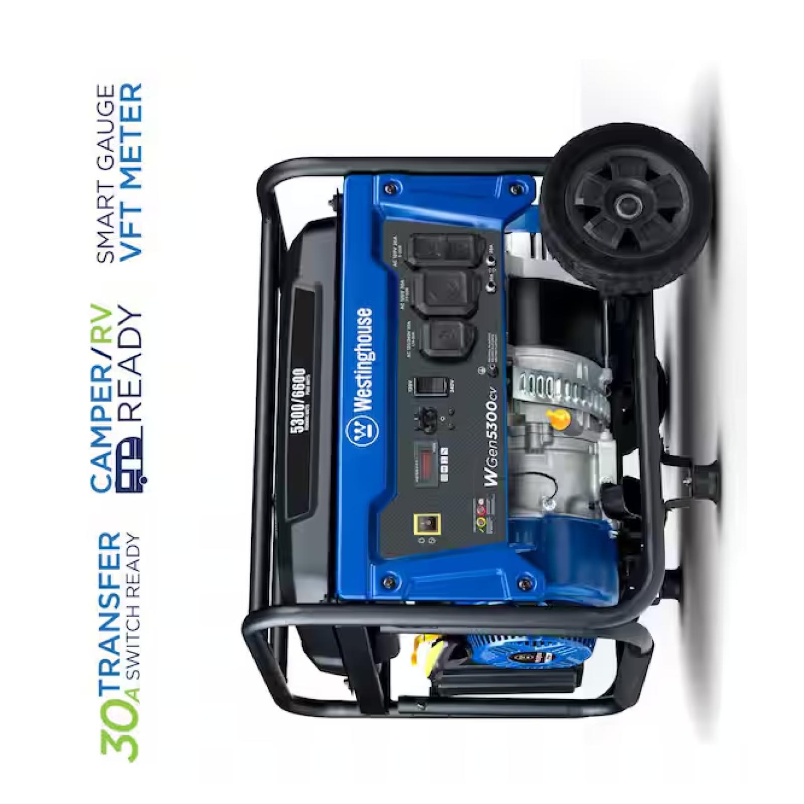 NEW! - Westinghouse 6,600/5,300-Watt Gas Powered Portable Generator with Recoil Start, 30A 120/240V Outlet