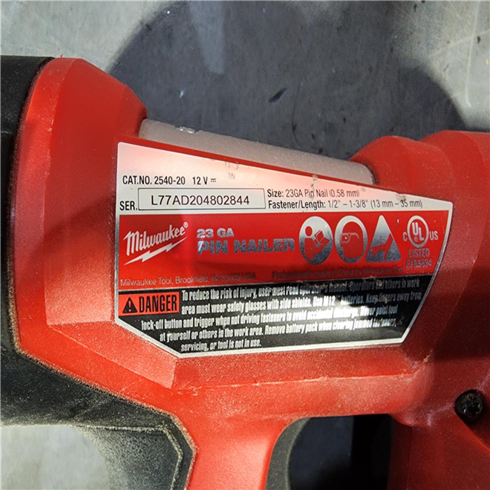 HOUSTON LOCATION - AS-IS Milwaukee 2540-20 12V 23 Gauge Cordless Pin Nailer (Tool Only)