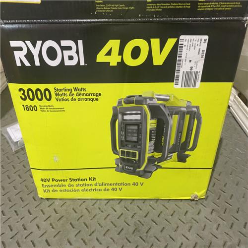 Houston location AS-IS RYOBI 40V 1800-Watt Portable Battery Power Station Inverter Generator and 4-Port Charger with (2) 6.0 Ah Batteries