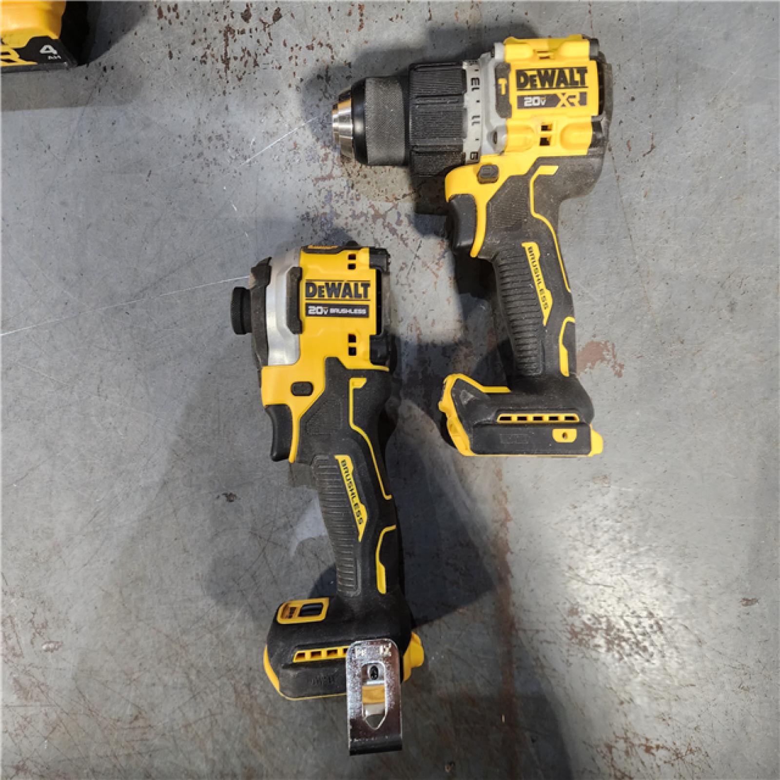 HOUSTON LOCATION - AS-IS DEWALT 20V MAX XR Hammer Drill and ATOMIC Impact Driver 2 Tool Cordless Combo Kit with (2) 4.0Ah Batteries, Charger, and Bag