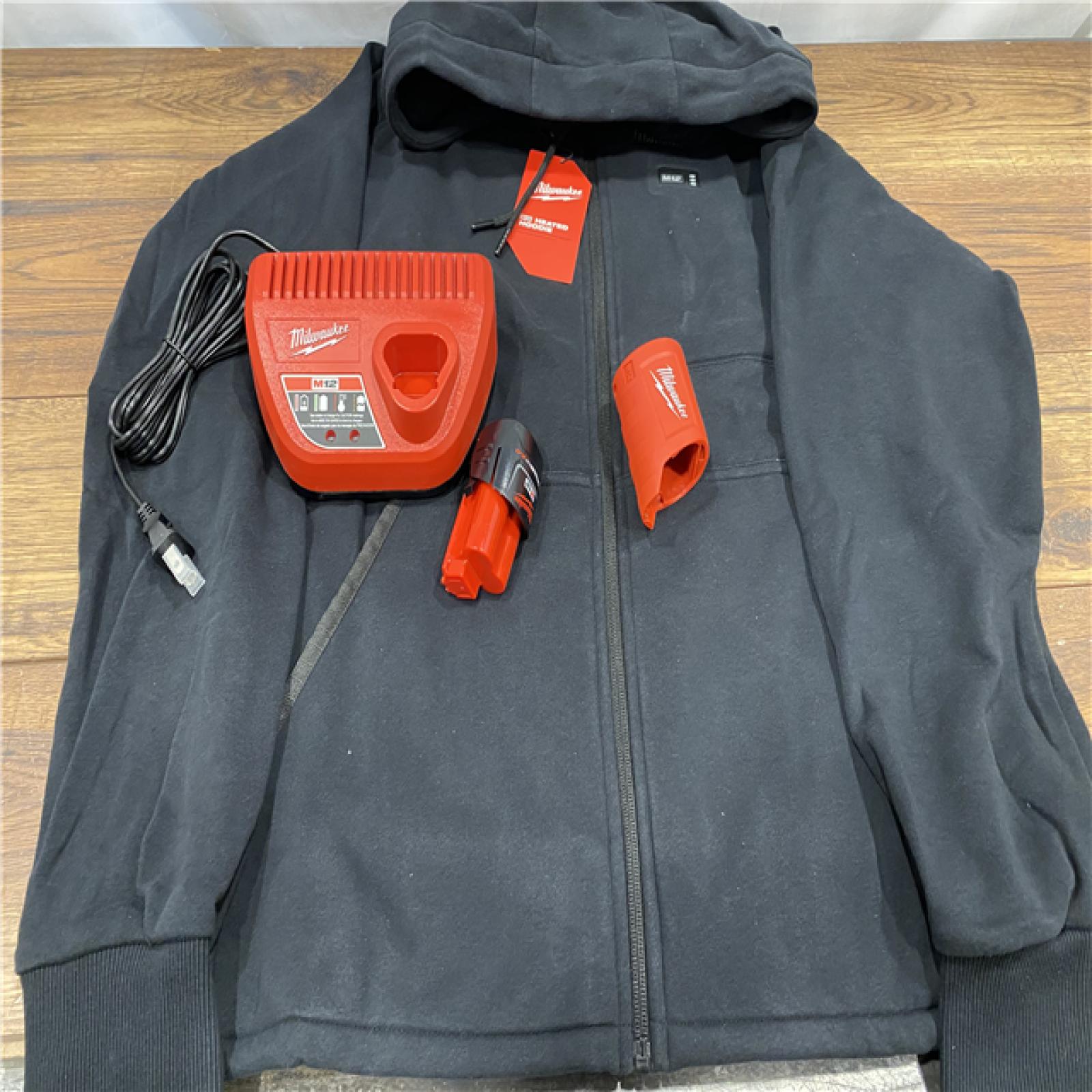 AS IS Milwaukee 306B-21L 12V Heated Hoodie Kit Black (Large) with 2.0Ah Lithium Ion Battery & Charger