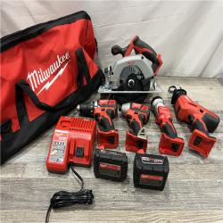 AS-IS Milwaukee M18 18-Volt Lithium-Ion Brushless Cordless Combo Kit (4-Tool) with 2-Batteries, 1-Charger and Tool Bag