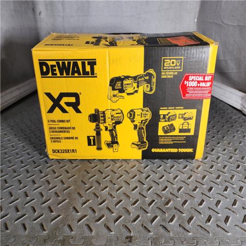 HOUSTON LOCATION - AS-IS (APPEARS LIKE NEW) DEWALT 20-Volt Lithium-Ion Cordless 3-Tool Combo Kit with FLEXVOLT 9 Ah and 20V 6 Ah Batteries and Charger