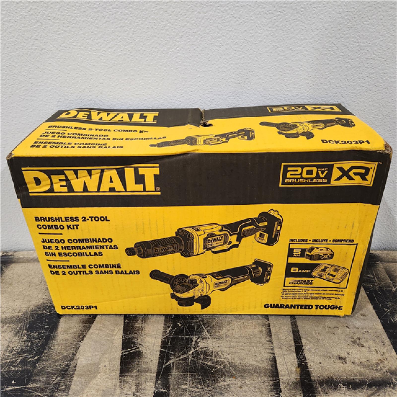 NEW! - DEWALT 20V MAX XR Cordless Grinder 2 Tool Combo Kit with 4.5 in. Grinder, 1-1/2 in. Die Grinder, and (1) 5.0Ah Battery