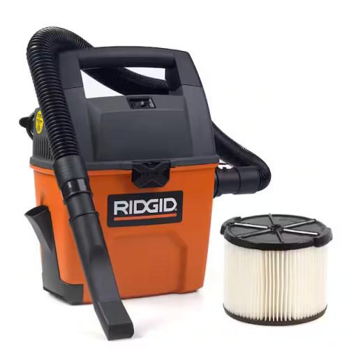 DALLAS LOCATION - RIDGID 3 Gal 3.5 Peak HP Handheld Shop Vac Wet Dry Vacuum with RIDGID SWEEP Dust Pan, Filter, Locking Hose and Car Nozzle PALLET -(8 UNITS)