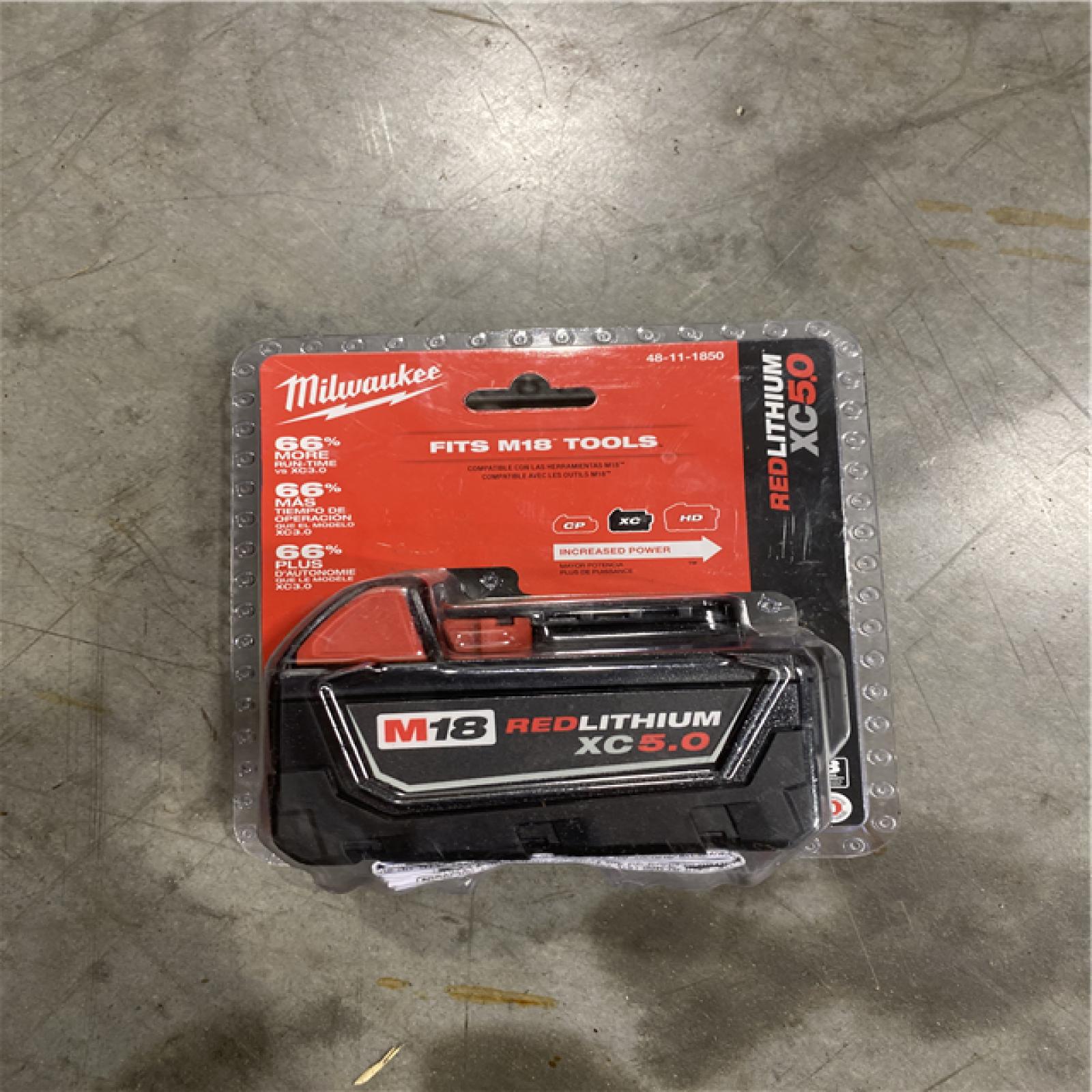 NEW! - Milwaukee M18 18-Volt 5.0 Ah Lithium-Ion XC Extended Capacity Battery Pack