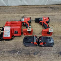 AS-IS M18 18V Lithium-Ion Brushless Cordless Compact Drill/Impact Combo Kit (2-Tool) W/(2) 2.0 Ah Batteries, Charger & Bag