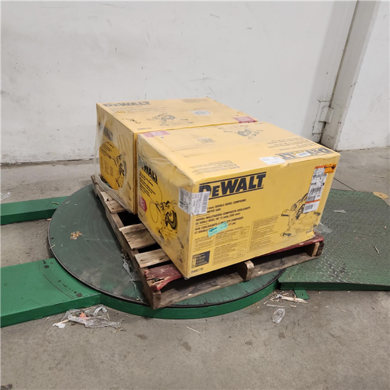 Dallas Location - NEW- DEWALT 15 Amp Corded 12 in. Double Bevel Sliding Compound Miter Saw, Blade Wrench and Material Clamp (Lot Of 2)