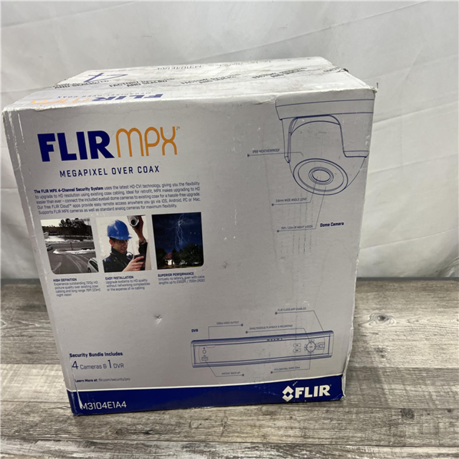 NEW! FLIR M3104E1A4 4-Channel 1080p MPX HD-CVI DVR System with 1TB HDD, Includes 4x 720p Outdoor Dome Cameras