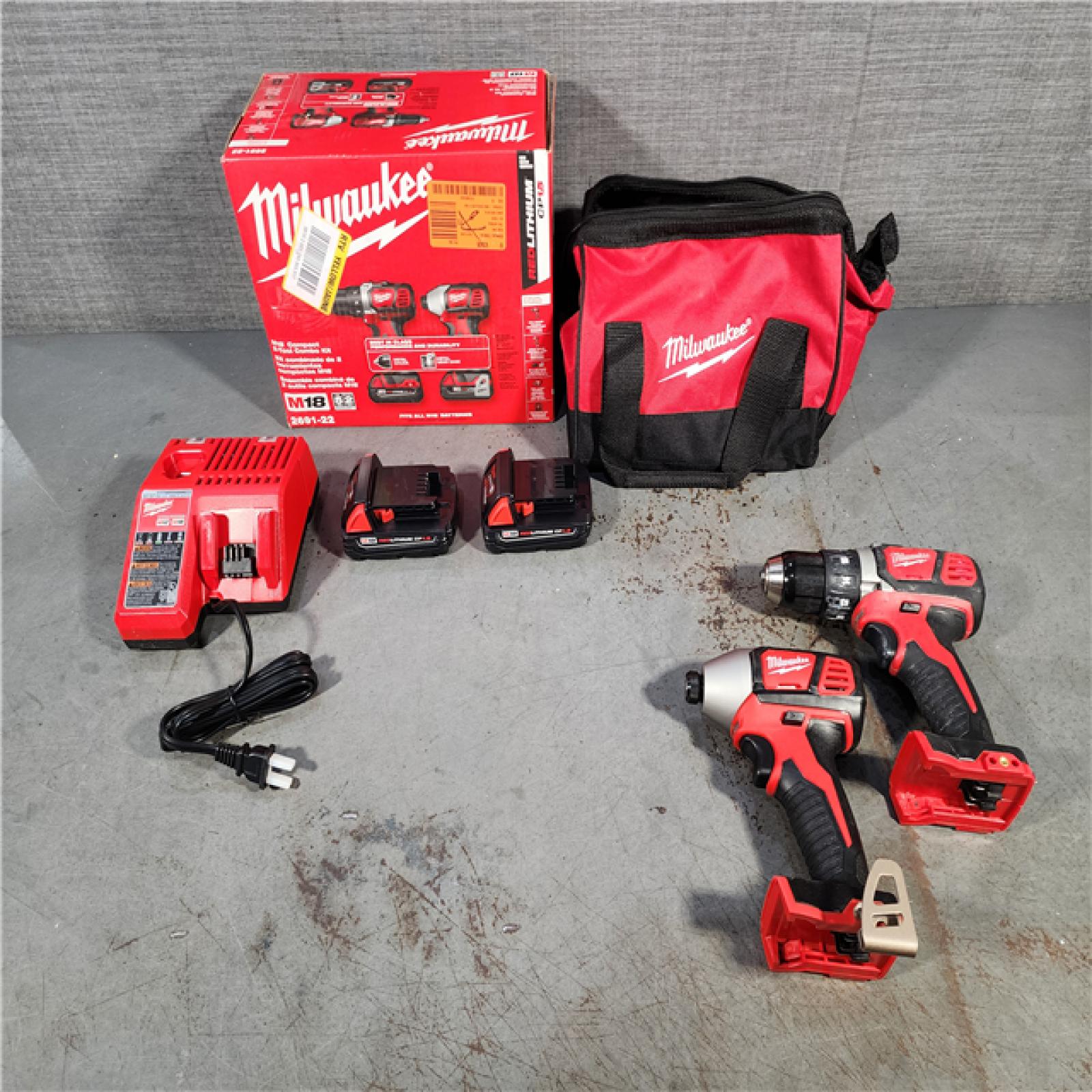 HOUSTON LOCATION - AS-IS Milwaukee M18 18V Cordless Brushed 2 Tool Drill/Driver and Impact Driver Kit