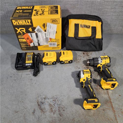 HOUSTON LOCATION - AS-IS DEWALT 20V MAX XR Hammer Drill and ATOMIC Impact Driver 2 Tool Cordless Combo Kit with (2) 4.0Ah Batteries, Charger, and Bag