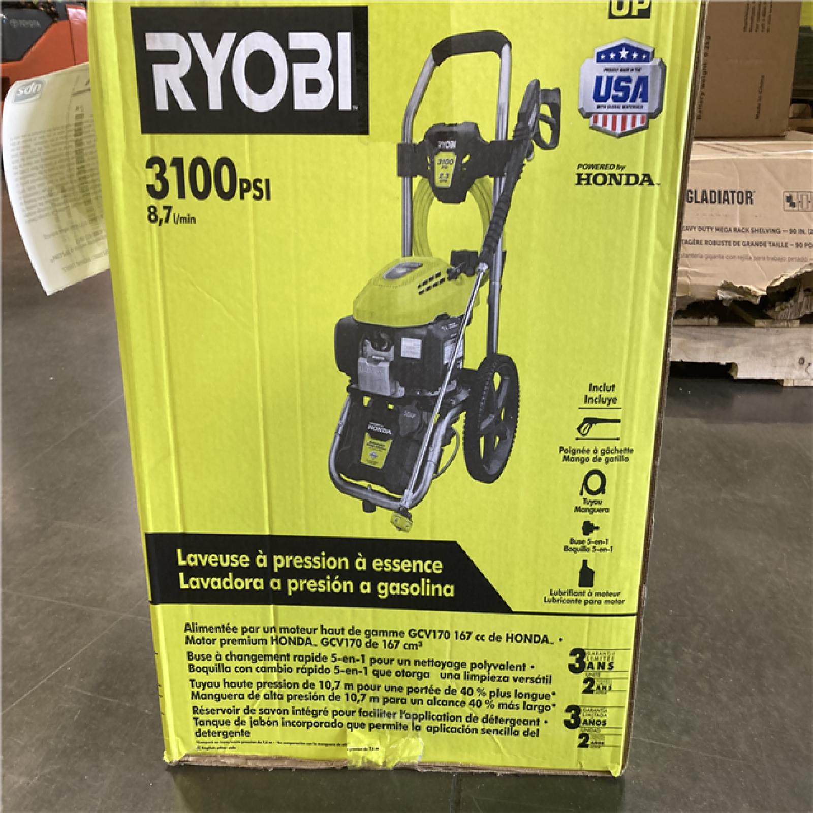 NEW! -  RYOBI 3100 PSI 2.3 GPM Cold Water Gas Pressure Washer with Honda GCV167 Engine