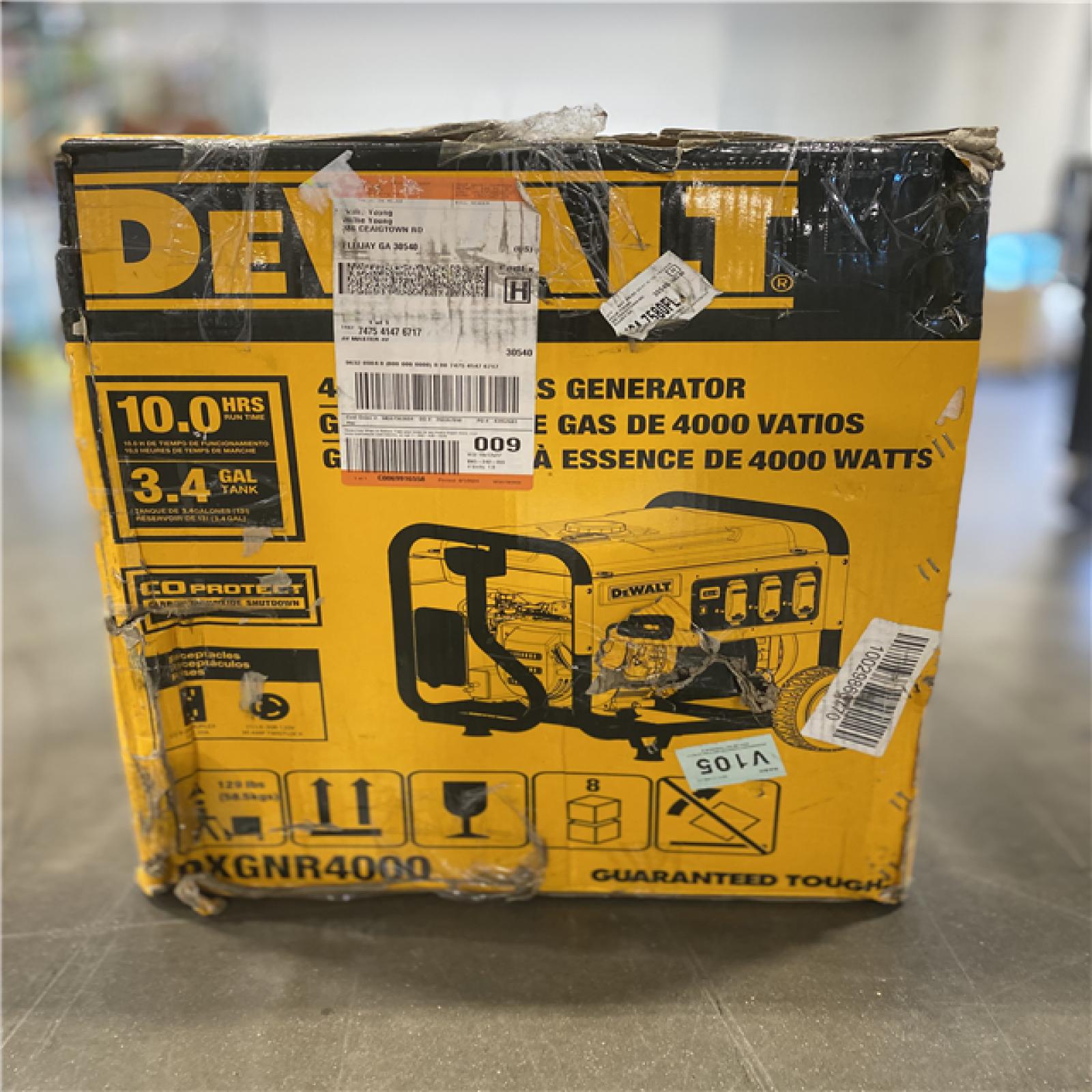 DALLAS LOCATION - DEWALT 4500 / 4000- Watt Gas Powered Portable Generator with Idle Control, Covered Outlets and CO Protect