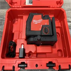 AS-IS MILWAUKEE 100 Ft. REDLITHIUM Lithium-Ion USB Green Rechargeable Cross Line Laser Level with Charger