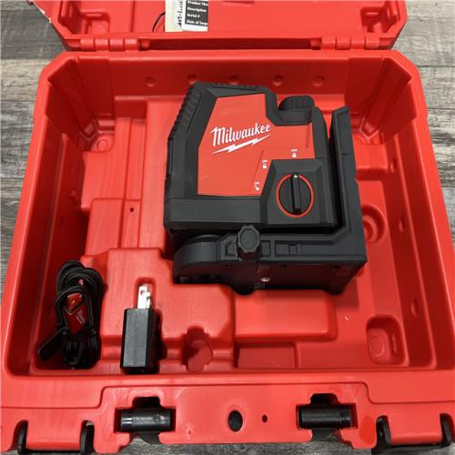 AS-IS MILWAUKEE 100 Ft. REDLITHIUM Lithium-Ion USB Green Rechargeable Cross Line Laser Level with Charger