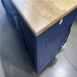 DALLAS LOCATION- Husky Tool Storage Heavy Duty 84 in. W x 24 in. D Matte Blue Mobile Workbench Cabinet