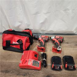 AS-IS Milwaukee M18 18V Cordless Brushed 2 Tool Drill/Driver and Impact Driver Kit