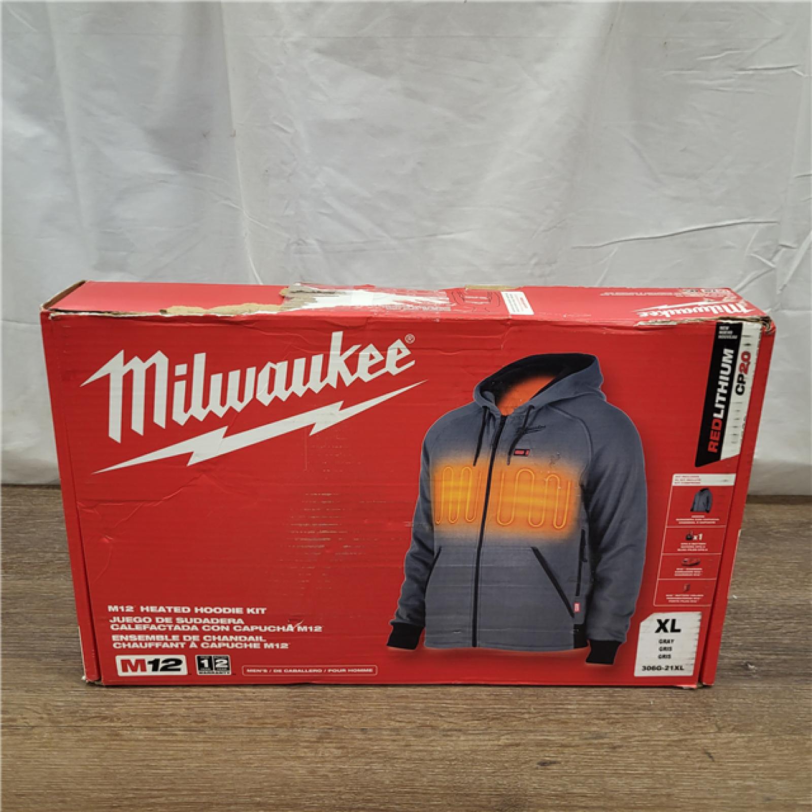 AS-IS Milwaukee M12 12-Volt Cordless Gray Heated Jacket Hoodie Kit (X-Large)