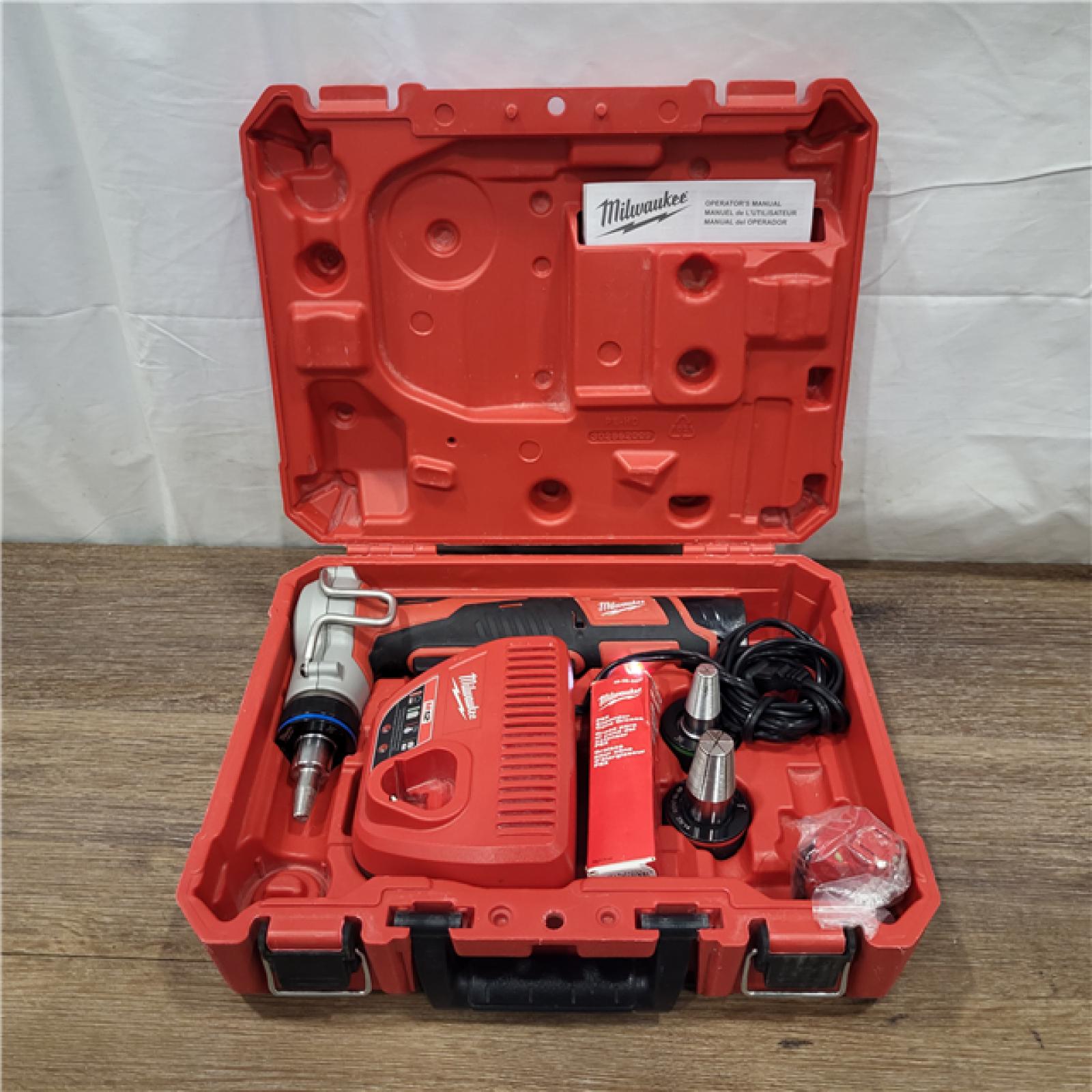 AS-IS M12 12-Volt Lithium-Ion Cordless PEX Expansion Tool Kit with (2) 1.5 Ah Batteries, (3) Expansion Heads and Hard Case