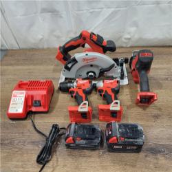 AS-IS M18 18-Volt Lithium-Ion Brushless Cordless Combo Kit (4-Tool) with 2-Batteries, 1-Charger and Tool Bag