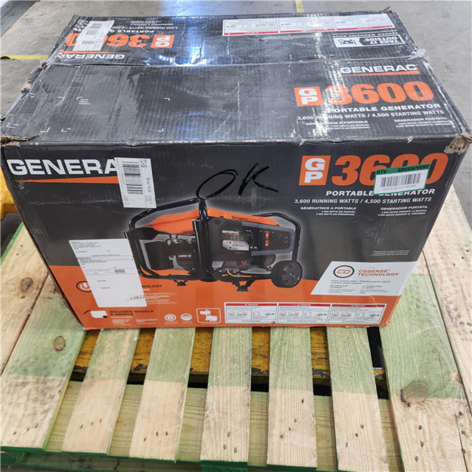 Houston Location - AS-IS Generac 3600-Watt Generator