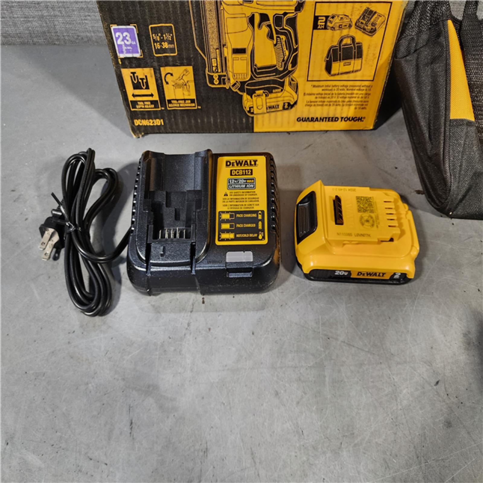 HOUSTON LOCATION - AS-IS DEWALT ATOMIC 20V MAX Lithium Ion Cordless 23 Gauge Pin Nailer Kit with 3.0Ah Battery and Charger