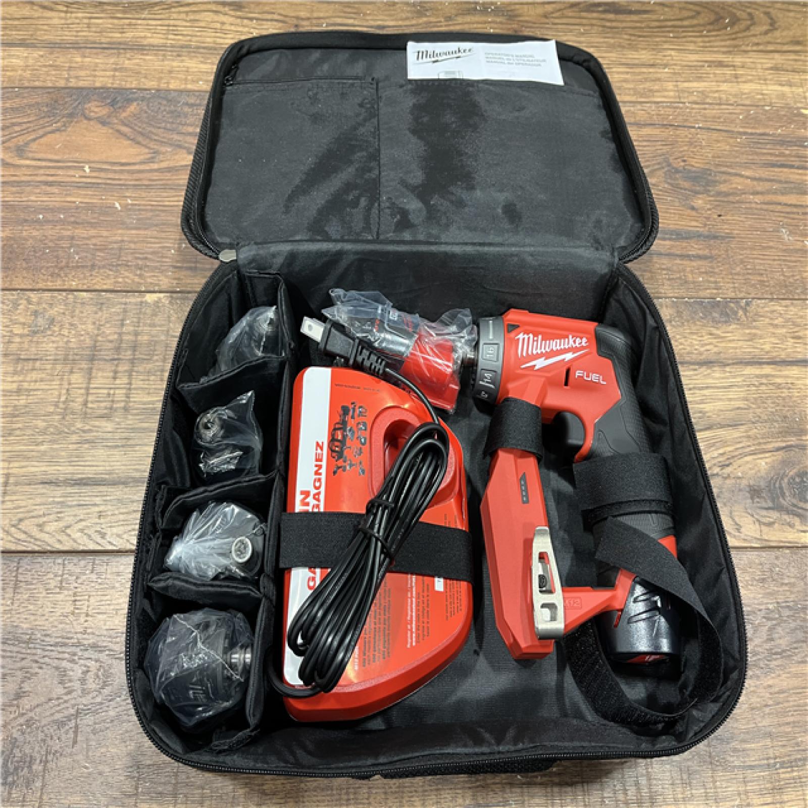 AS-IS Milwaukee M12 FUEL 12V Lithium-Ion Brushless Cordless 4-in-1 Installation 3/8 in. Drill Driver Kit with 4-Tool Heads