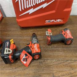 AS-ISMilwaukee M18 FUEL 18V Lithium-Ion Brushless Cordless Hammer Drill and Impact Driver Combo Kit (2-Tool) with 2 Batteries