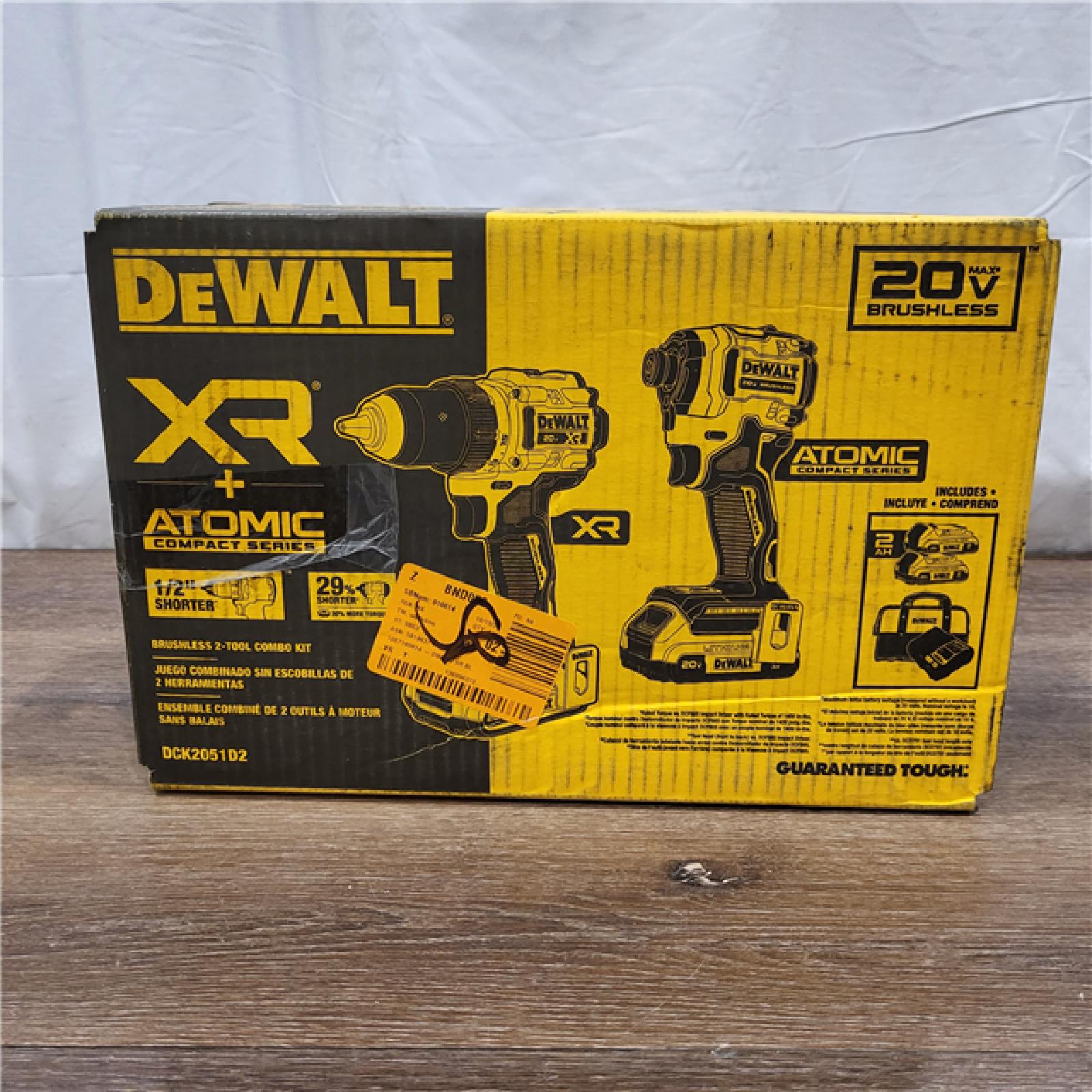 AS-IS 20V MAX XR Cordless Drill/Driver, ATOMIC Impact Driver 2 Tool Combo Kit, (2) 2.0Ah Batteries, Charger, and Bag