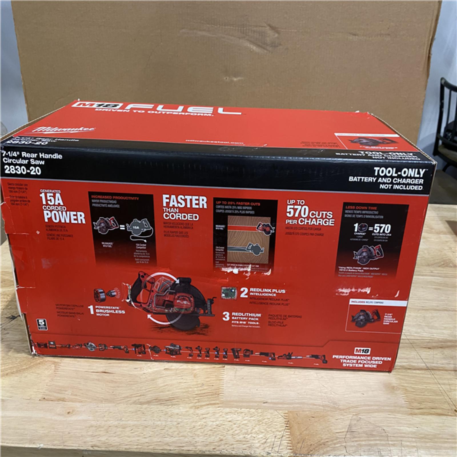 LIKE NEW! - Milwaukee M18 FUEL 18V Lithium-Ion Cordless 7-1/4 in. Rear Handle Circular Saw (Tool-Only)