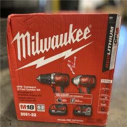 NEW! - Milwaukee M18 18V Lithium-Ion Cordless Drill Driver/Impact Driver Combo Kit (2-Tool) W/ Two 1.5Ah Batteries, Charger Tool Bag