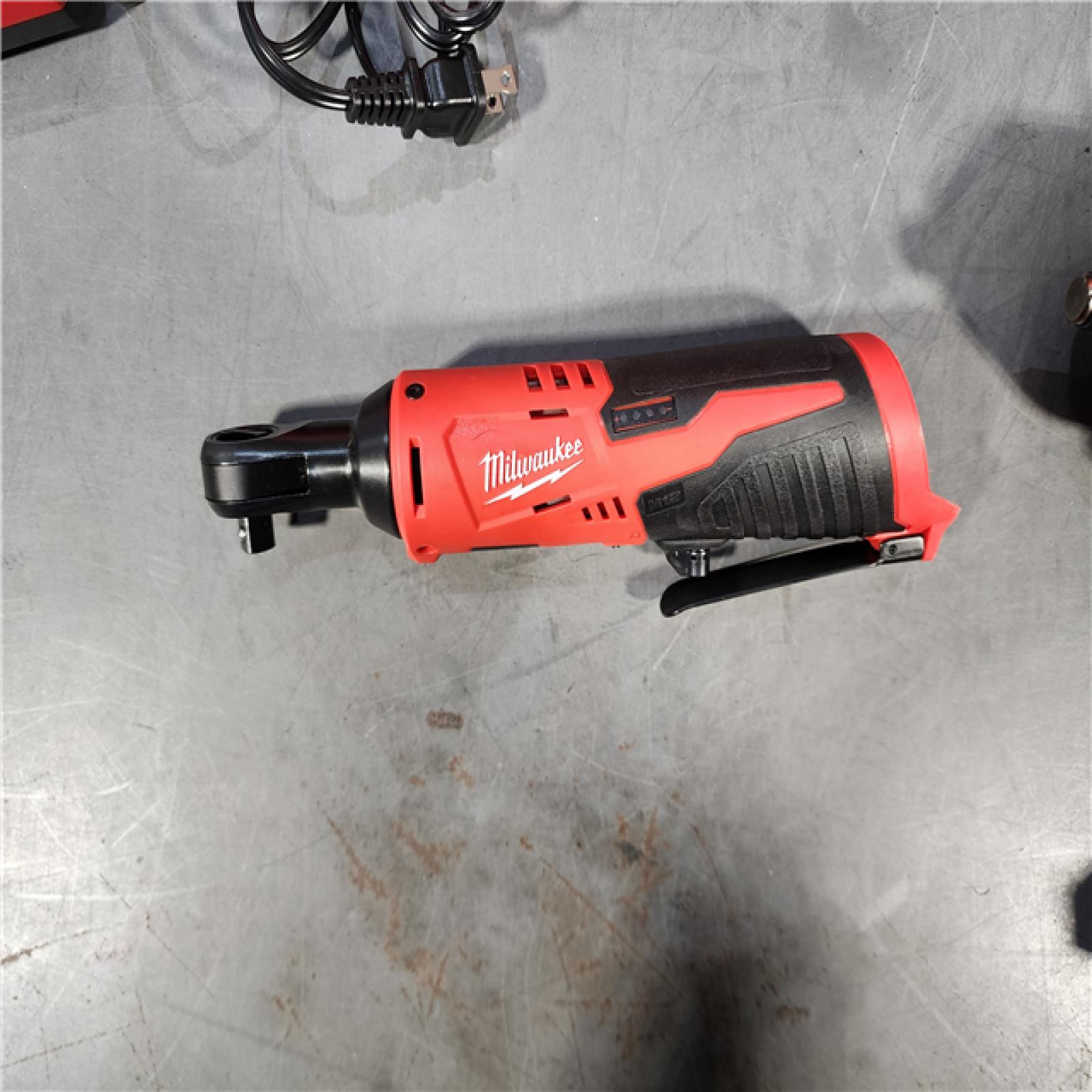 HOUSTON LOCATION - AS-IS M12/M18 12/18V Lithium-Ion Cordless 3/8 in. Ratchet and 1/2 in. High Torque Impact Wrench with Friction Ring Combo Kit