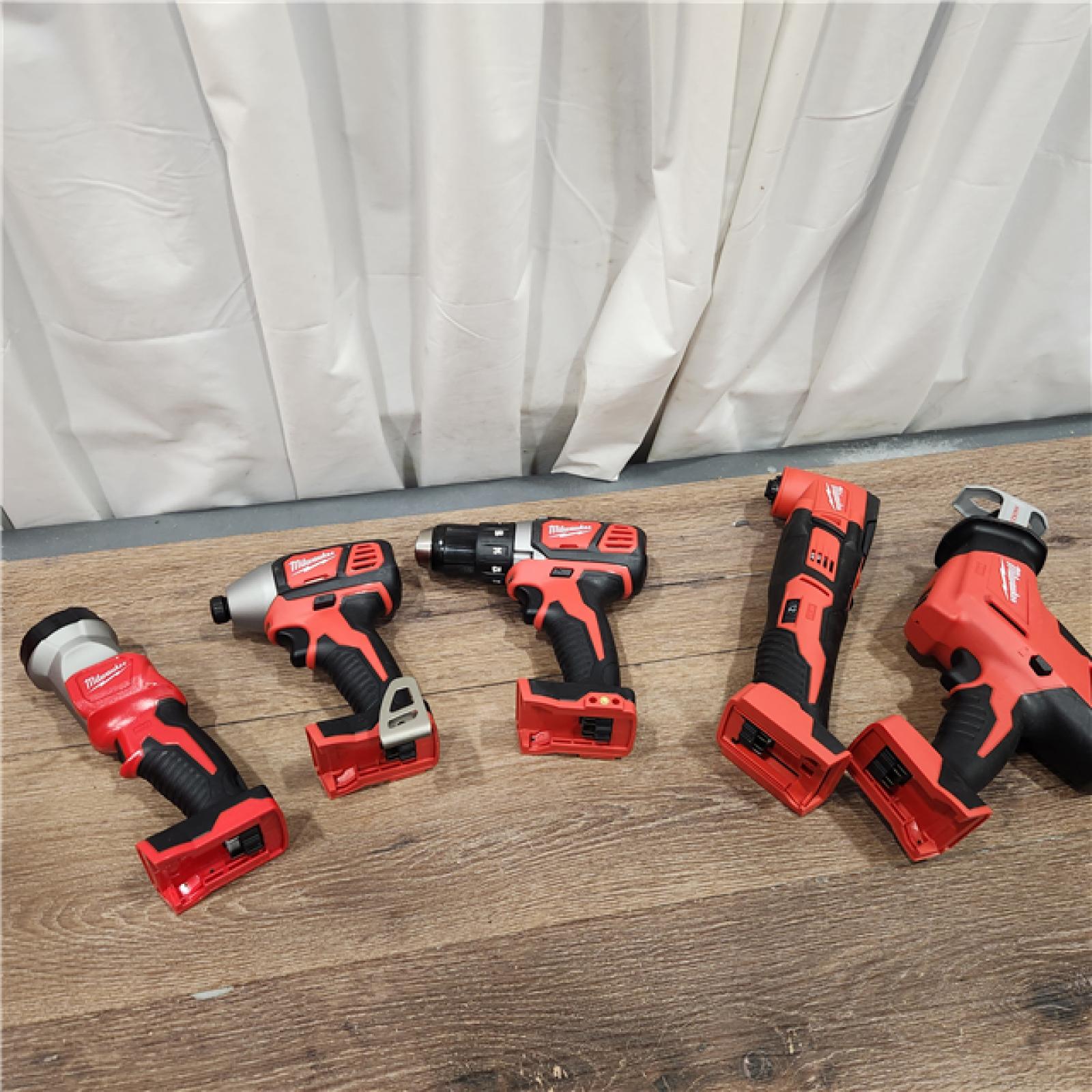 AS-IS M18 18V Lithium-Ion Cordless Combo Kit (5-Tool) with (2) Batteries, Charger and Tool Bag