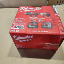 NEW! - Milwaukee M18 18V Lithium-Ion Cordless Drill Driver/Impact Driver Combo Kit (2-Tool) W/ Two 1.5Ah Batteries, Charger Tool Bag