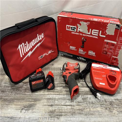 AS-IS Milwaukee 2554-22 M12 FUEL Stubby 3/8 in. Impact Wrench Kit (2 Ah/4 Ah)