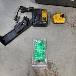 HOUSTON LOCATION - AS-IS DEWALT 12V MAX Lithium-Ion 100 Ft. Green Self-Leveling 3-Beam 360 Degree Laser Level with 2.0Ah Battery, Charger and Case