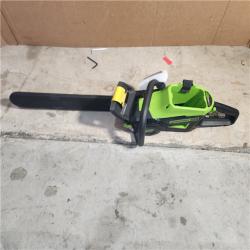 Houston location AS-IS GREENWORKS PRO 18 in. 60-Volt  Battery Chainsaw (Tool-Only)