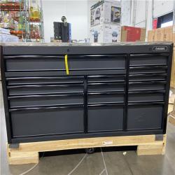 DALLAS LOCATION - Husky 72 in. W x 24 in. D Heavy Duty 15-Drawer Mobile Workbench Cabinet Chest with Stainless Steel Top in Matte Black