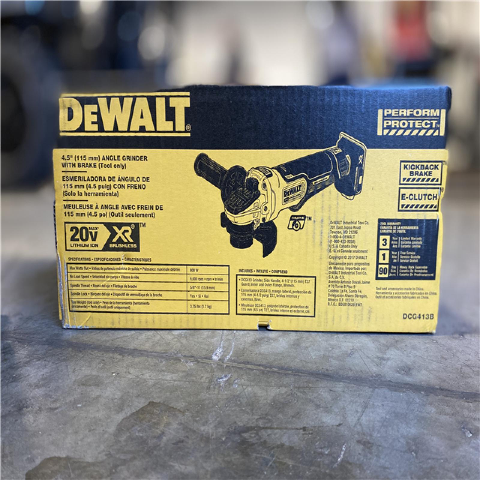 NEW! - DEWALT 20V MAX XR Cordless Brushless 4.5 in. Paddle Switch Small Angle Grinder with Kickback Brake (Tool Only)