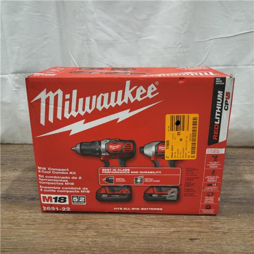 AS-IS Milwaukee M18 18V Cordless Brushed 2 Tool Drill/Driver and Impact Driver Kit