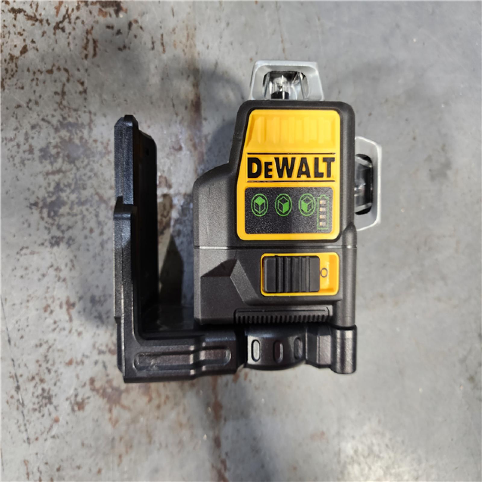 HOUSTON LOCATION - AS-IS DEWALT 12V MAX Lithium-Ion 100 Ft. Green Self-Leveling 3-Beam 360 Degree Laser Level with 2.0Ah Battery, Charger and Case