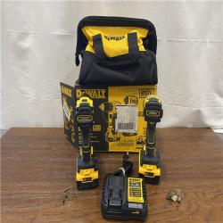 AS-IS DEWALT 20V MAX XR Hammer Drill and ATOMIC Impact Driver 2 Tool Cordless Combo Kit with (2) 4.0Ah Batteries, Charger, and Bag