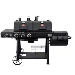 DALLAS LOCATION - Char-Griller Texas Trio 4-Burner Dual Fuel Grill with Smoker in Black - (4 UNITS)