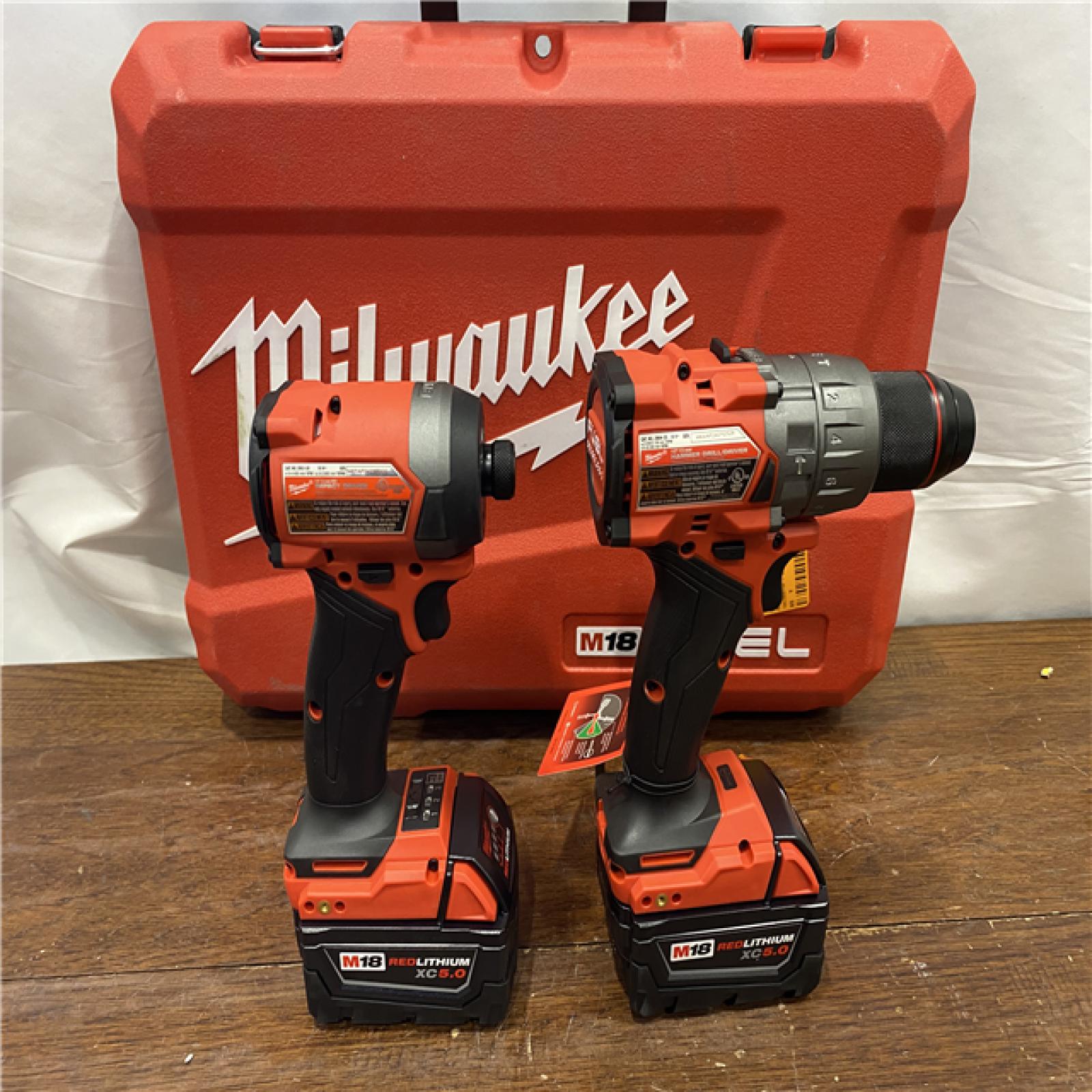 AS-ISMilwaukee M18 FUEL 18V Lithium-Ion Brushless Cordless Hammer Drill and Impact Driver Combo Kit (2-Tool) with 2 Batteries