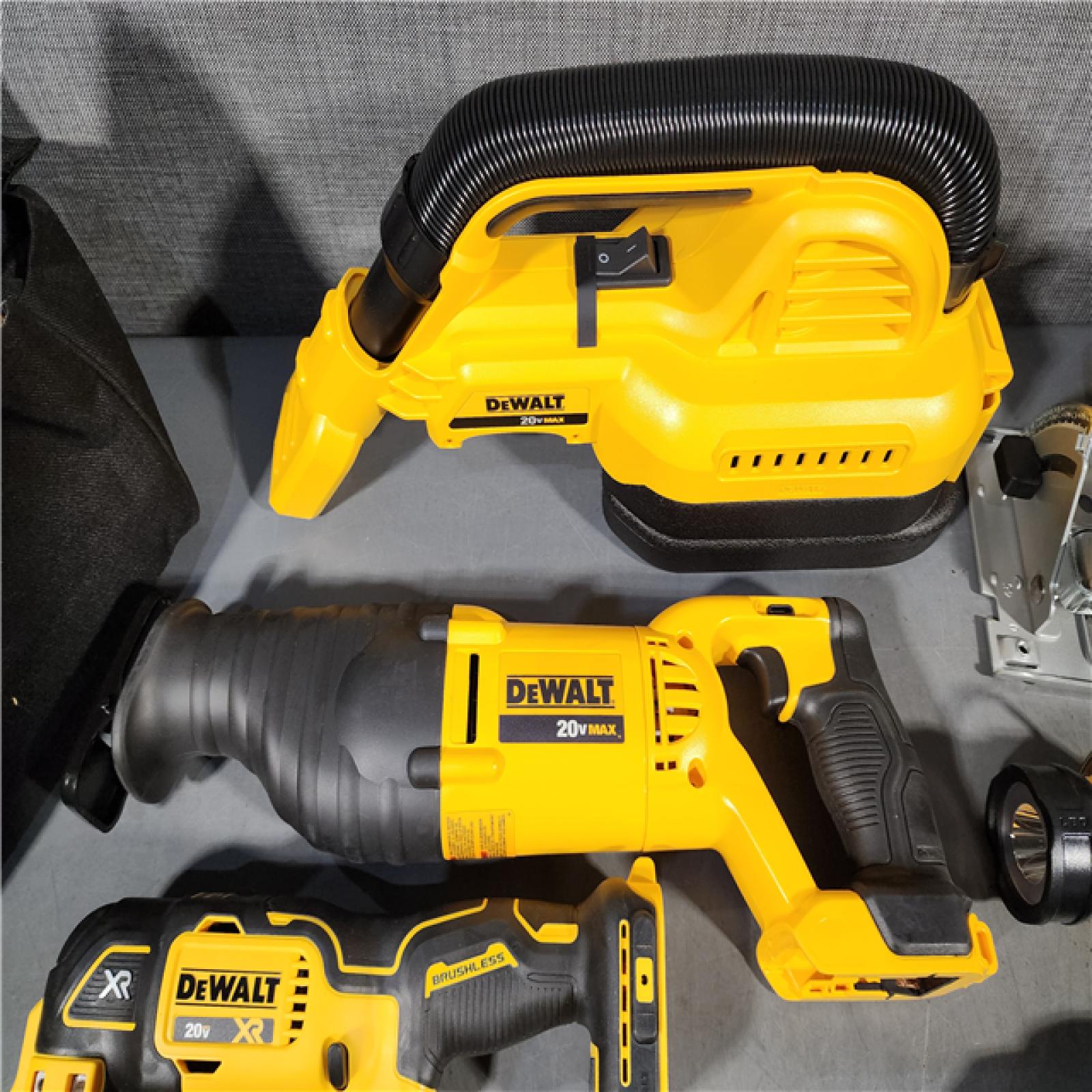 HOUSTON LOCATION - AS-IS (APPEARS LIKE NEW) DEWALT 20-Volt Max Lithium-Ion 10-Tool Cordless Combo Kit with Two 2.0 Ah Batteries, Charger and 2 Bags