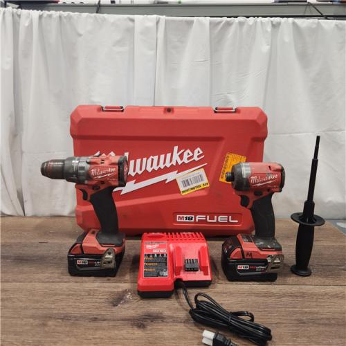 AS IS Milwaukee M18 FUEL 18V Lithium-Ion Brushless Cordless Hammer Drill and Impact Driver Combo Kit (2-Tool) with 2 Batteries