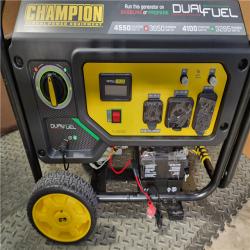 HOUSTON LOCATION - AS-IS Champion Power Equipment 4550/3650-Watt Electric Start Gas and Propane Dual Fuel Powered RV Ready Portable Generator