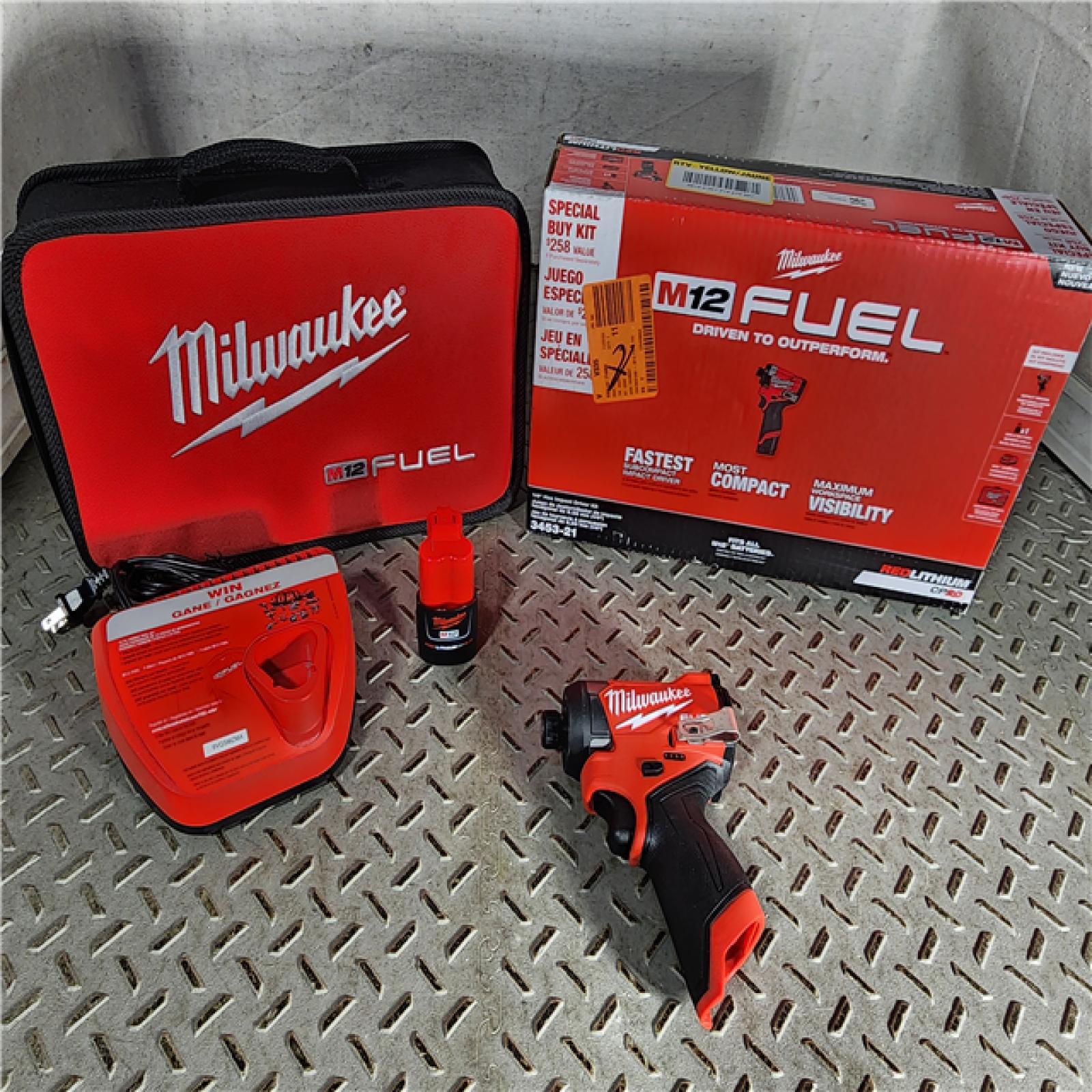 HOUSTON LOCATION - AS-IS (APPEARS LIKE NEW) Milwaukee M12 FUEL 12-Volt Lithium-Ion Brushless Cordless 1/4 in. Hex Impact Driver Compact Kit