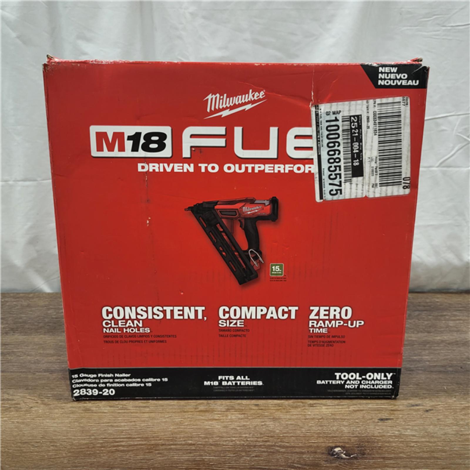 AS-IS Milwaukee 2839-20 M18 FUEL 15 Ga. 18 Volt Brushless Angled Finish Nailer