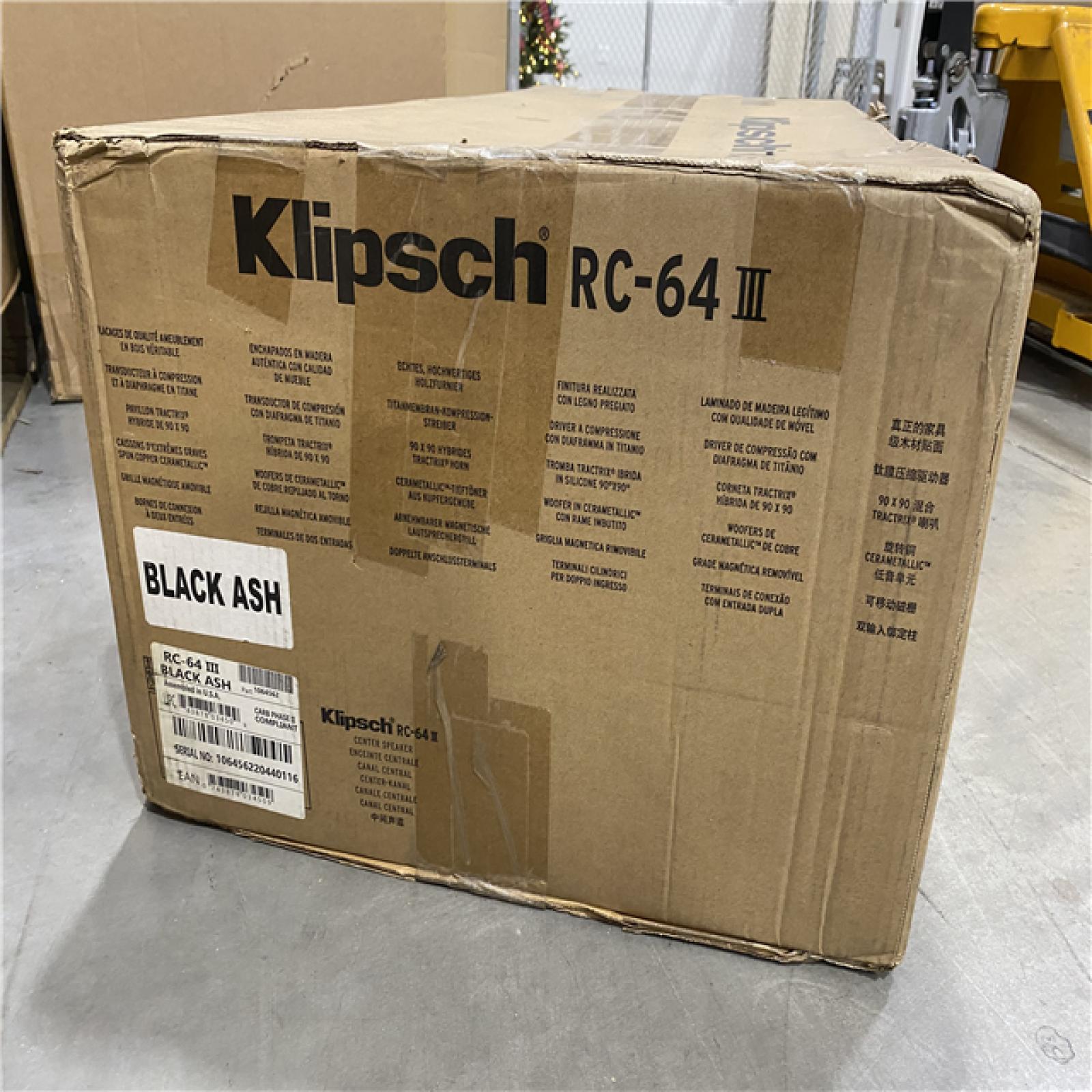 NEW! Klipsch RC-64 III Center Channel Speaker (Black Ash)